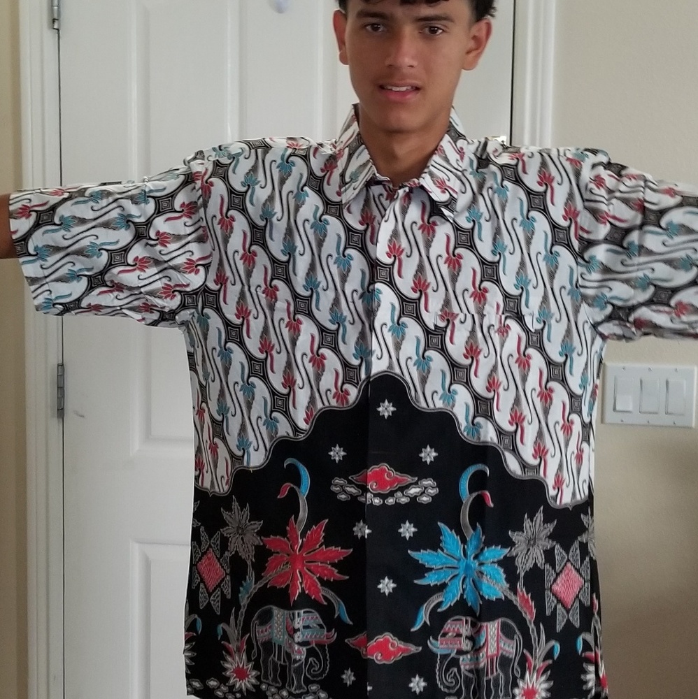 Mens batik shirt, big size, short sleeve, XXXL
